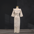 White Floral Ruffle Neckline Puletasi Size 16