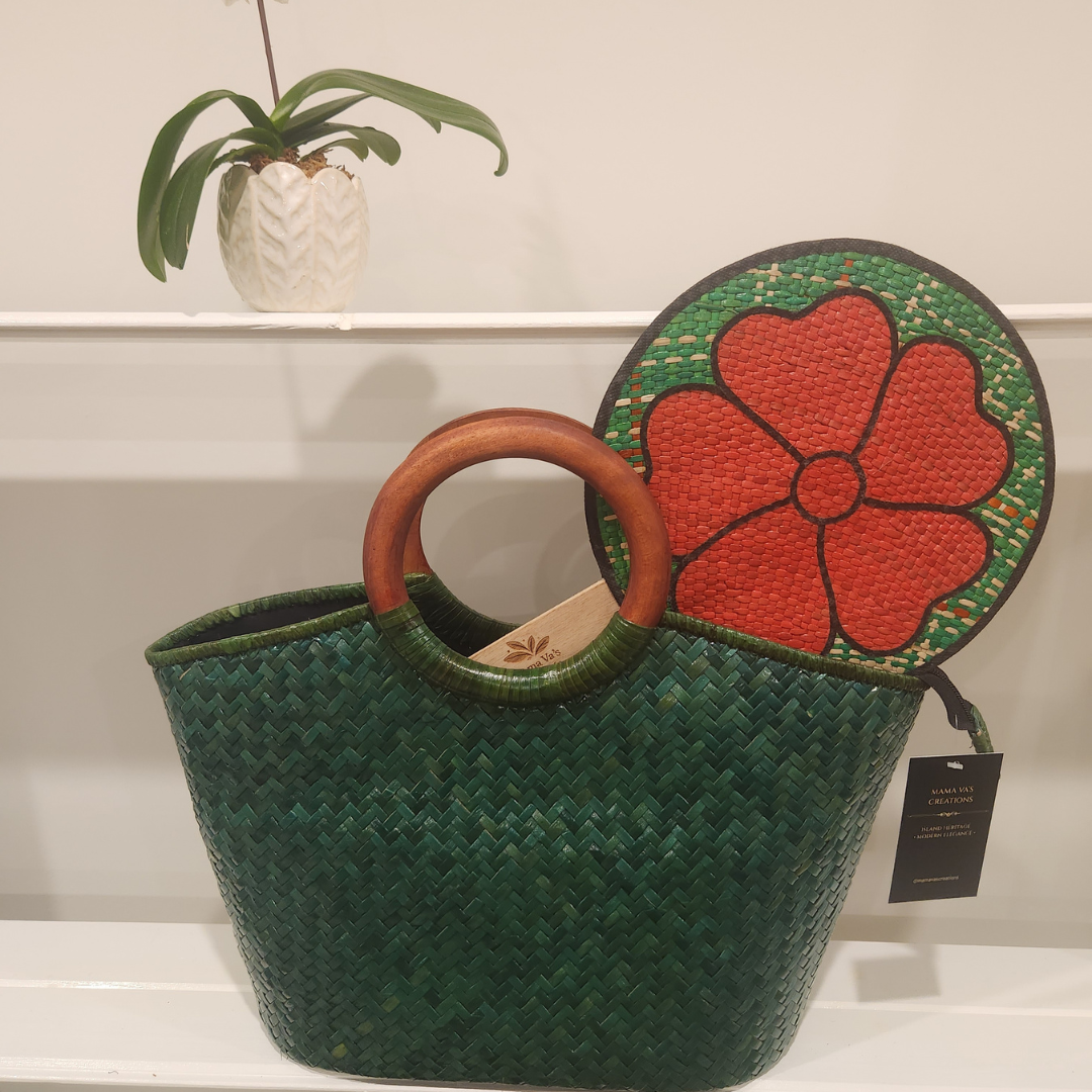 Green Classic Island Bag & Fan Set