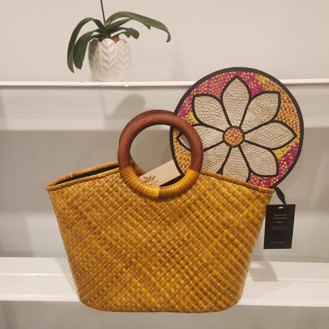 Yellow Classic Island Bag & Fan Set