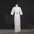 White Siapo Puletasi with Waist Buckle Size 18