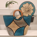 Blue Patchwork Island Bag & Fan Set