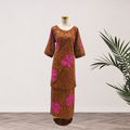 Brown & Pink Hibiscus Puletasi - Size 26