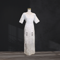 White Hibiscus Puletasi with Side Buttons Size 16