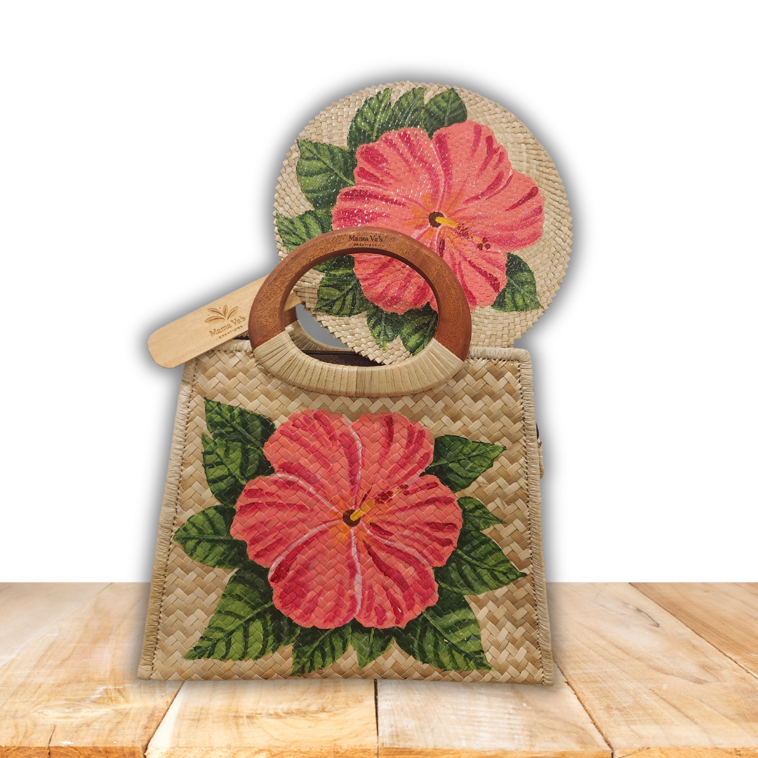 Atagia Hand-Painted Bag & Fan Set