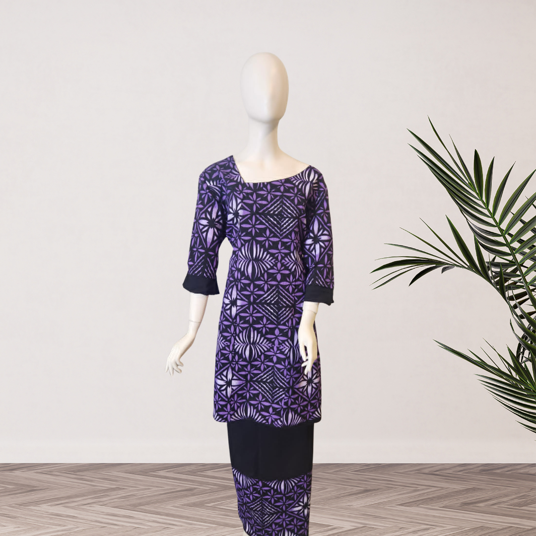 Black and Purple Elei Puletasi - Size 22
