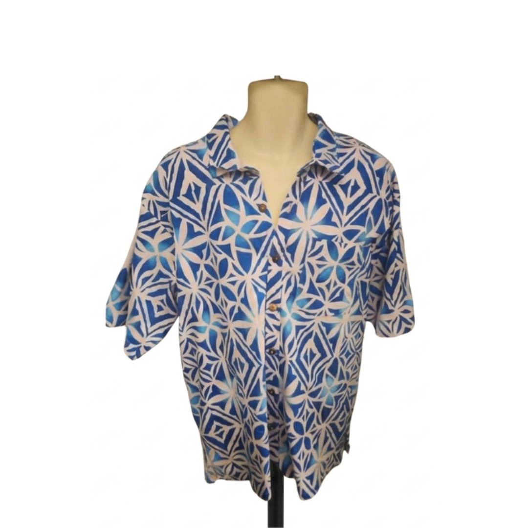 Blue Geometric Elei Men's Shirt - Size 3XL