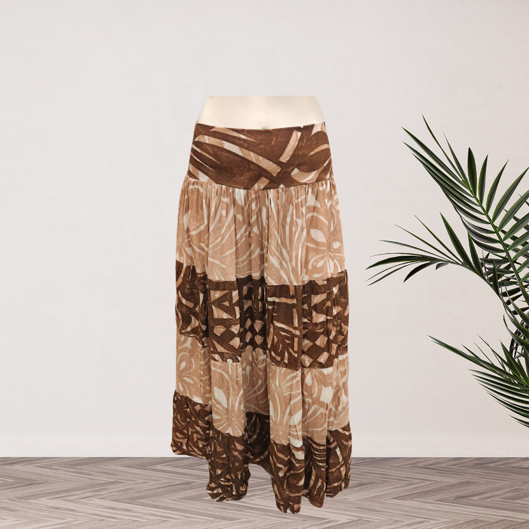 Brown Tiered Island Skirt - Size 16