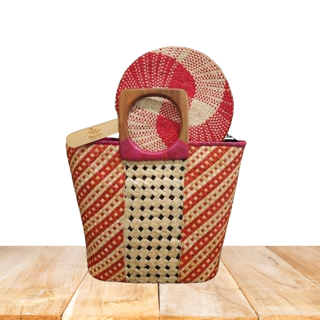 Diagonal Stripe Diamond Island Tote & Fan Set