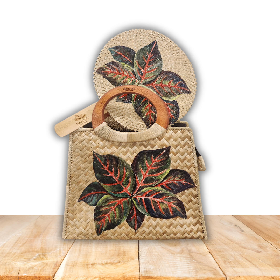 Fa'asinomaga Hand-Painted Bag & Fan Set