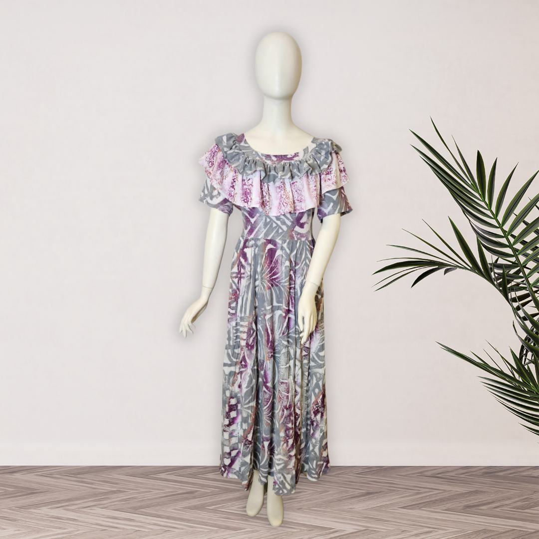 Grey and Purple Elei Ruffle Dress - Size 20
