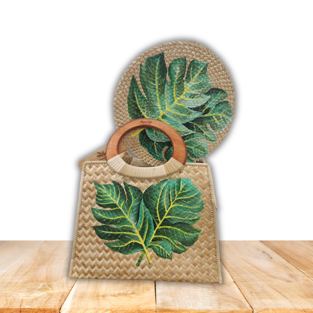 Lauola Hand-Painted Bag & Fan Set