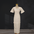 White Hand-Painted Elei Puletasi  Size 12