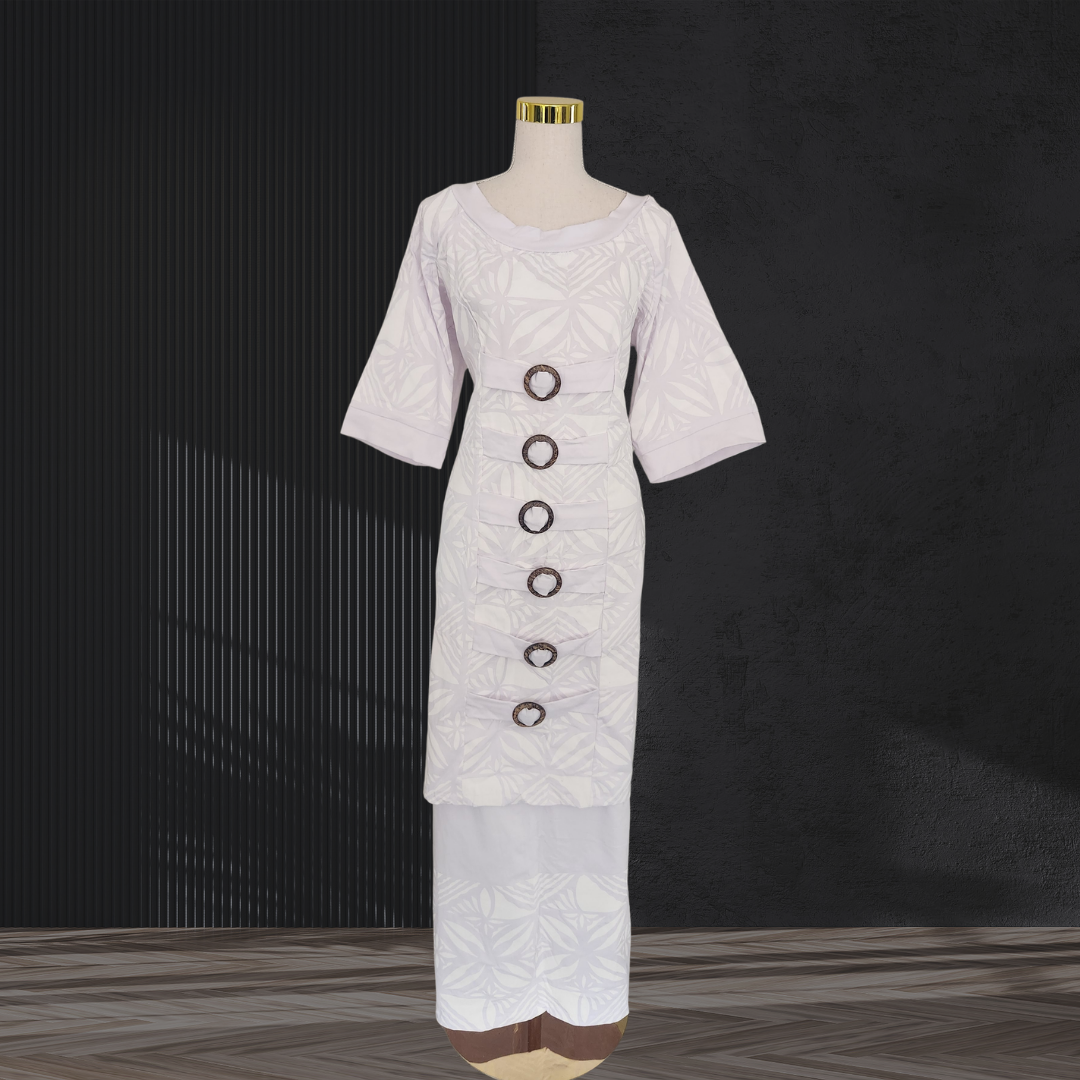 White Elei Puletasi with Button Detail Size 20