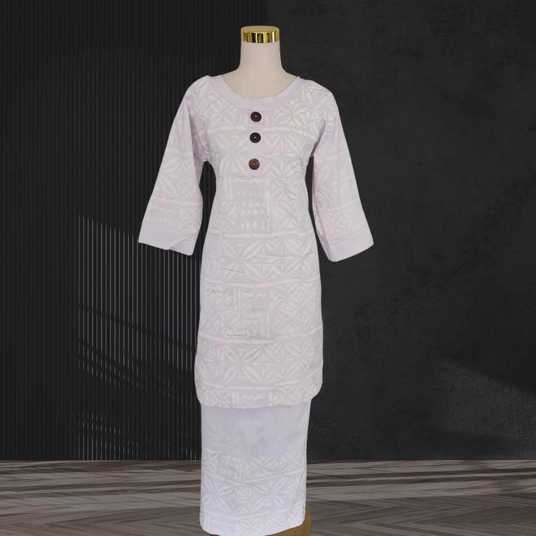 White Elei Puletasi with Button Detail Size 16