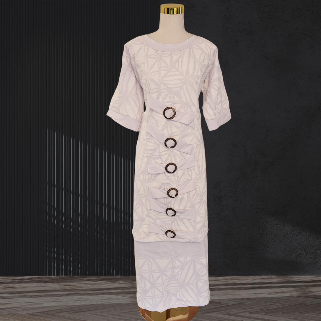 White Elei Puletasi with Ring Detail Size 24