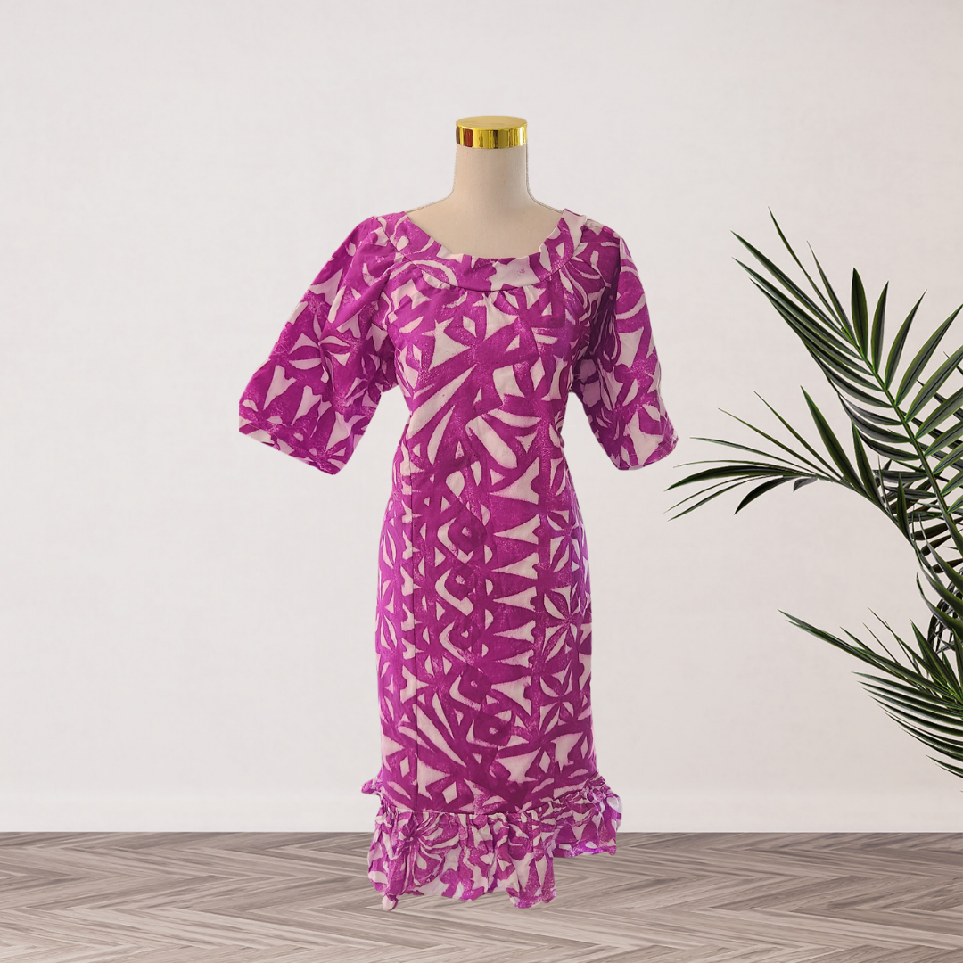Magenta Pink & White Floral Elei Midi Dress – Size 22