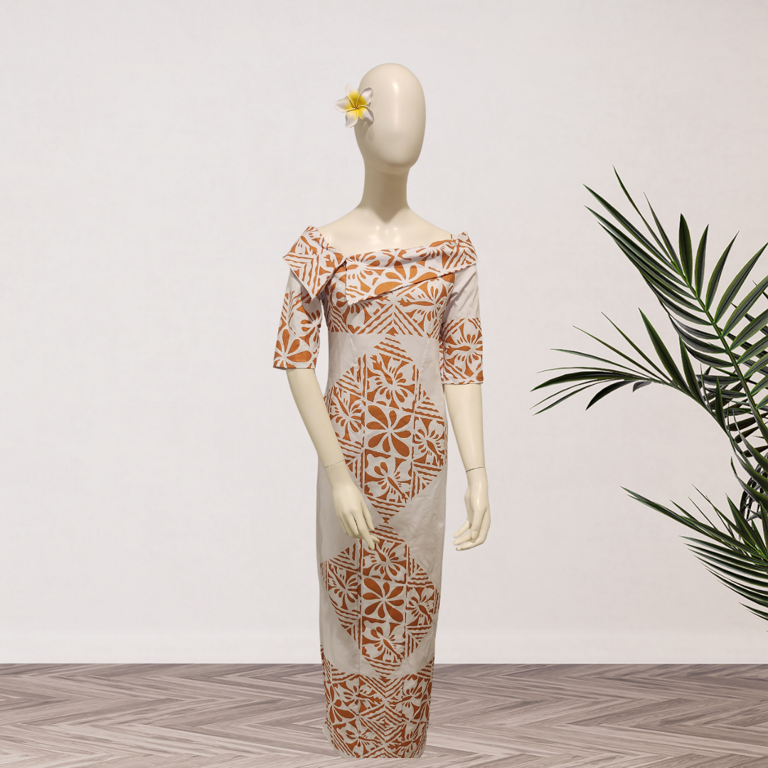 White & Terracotta Floral Elei Maxi Dress – Size 12