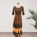Chocolate Brown & Orange Traditional Elei Maxi Dress – Size 12
