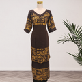 Chocolate Brown & Gold Traditional Elei Puletasi Size 18
