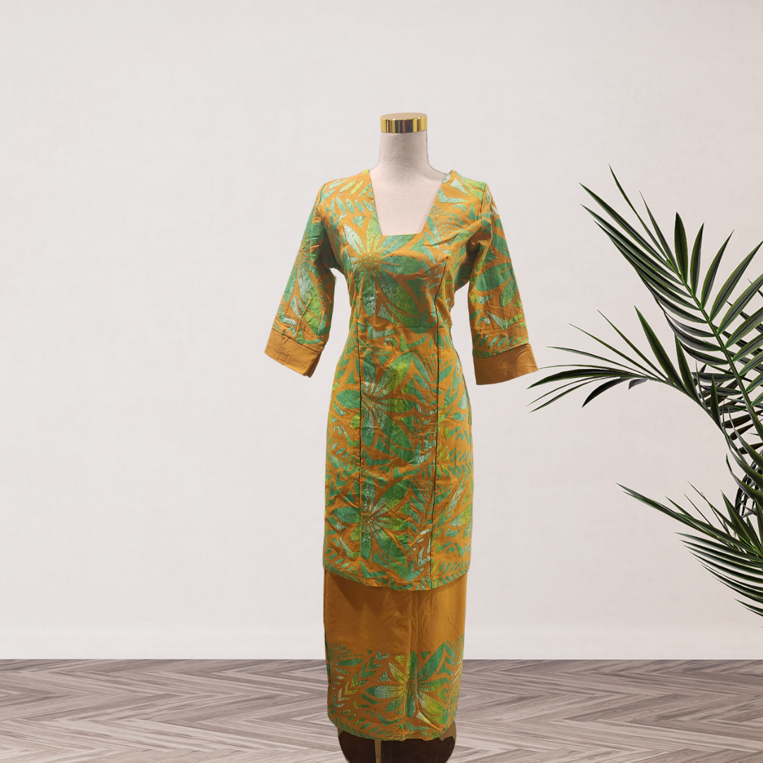 Mustard & Green Tropical Elei Puletasi – Size 14