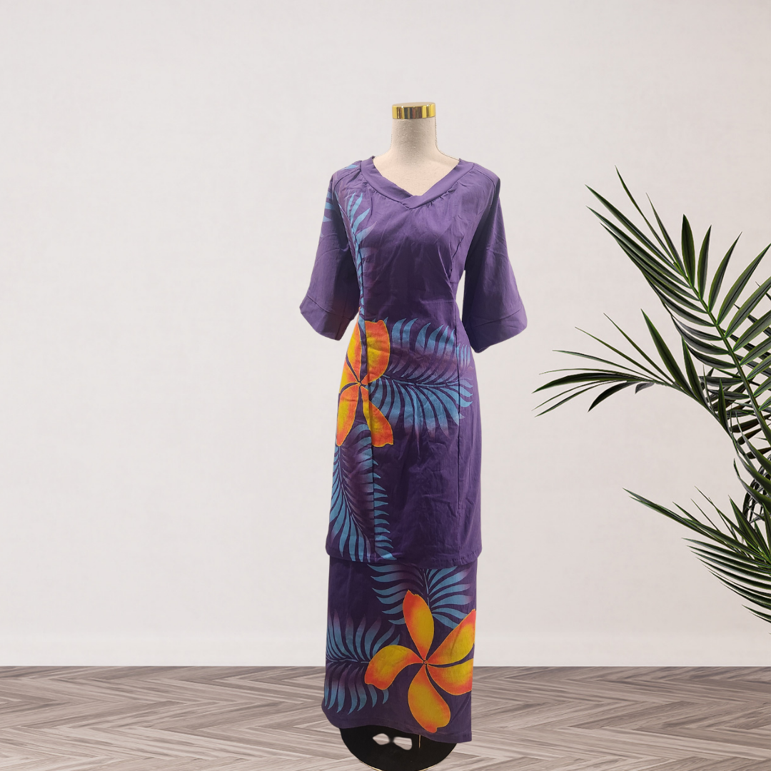 Purple Tropical Flower Elei Puletasi – Size 22