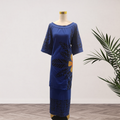 Royal Blue & Black Tropical Leaf Elei Puletasi – Size 24