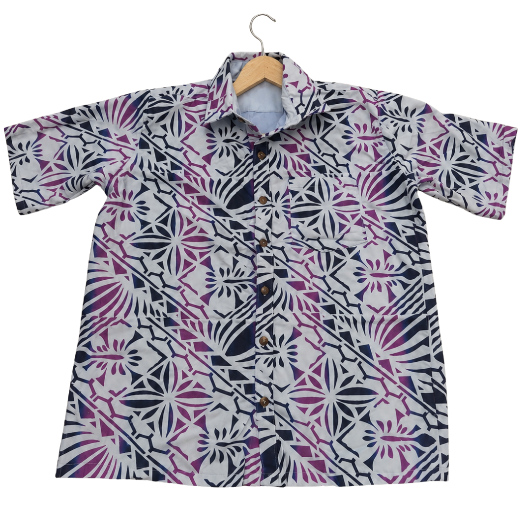Purple & Navy Hand-Painted Elei Shirt XL