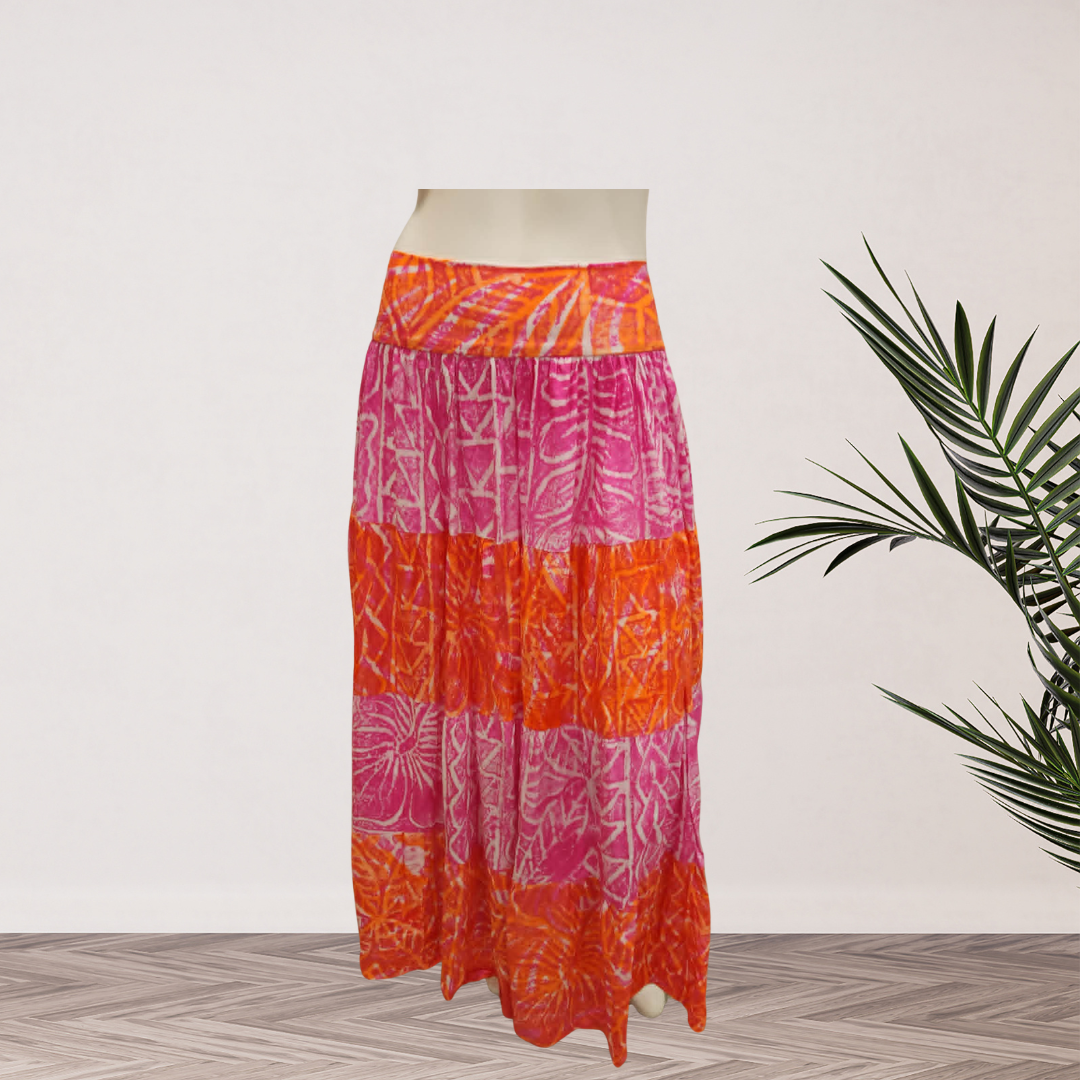 Pink/Orange Tiered Island Skirt - Size 14