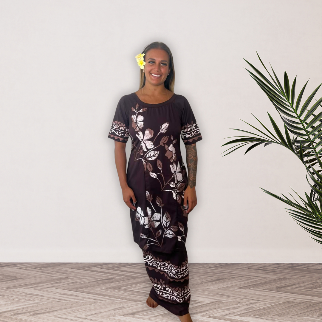 Chocolate Blossom Puletasi - Size 14