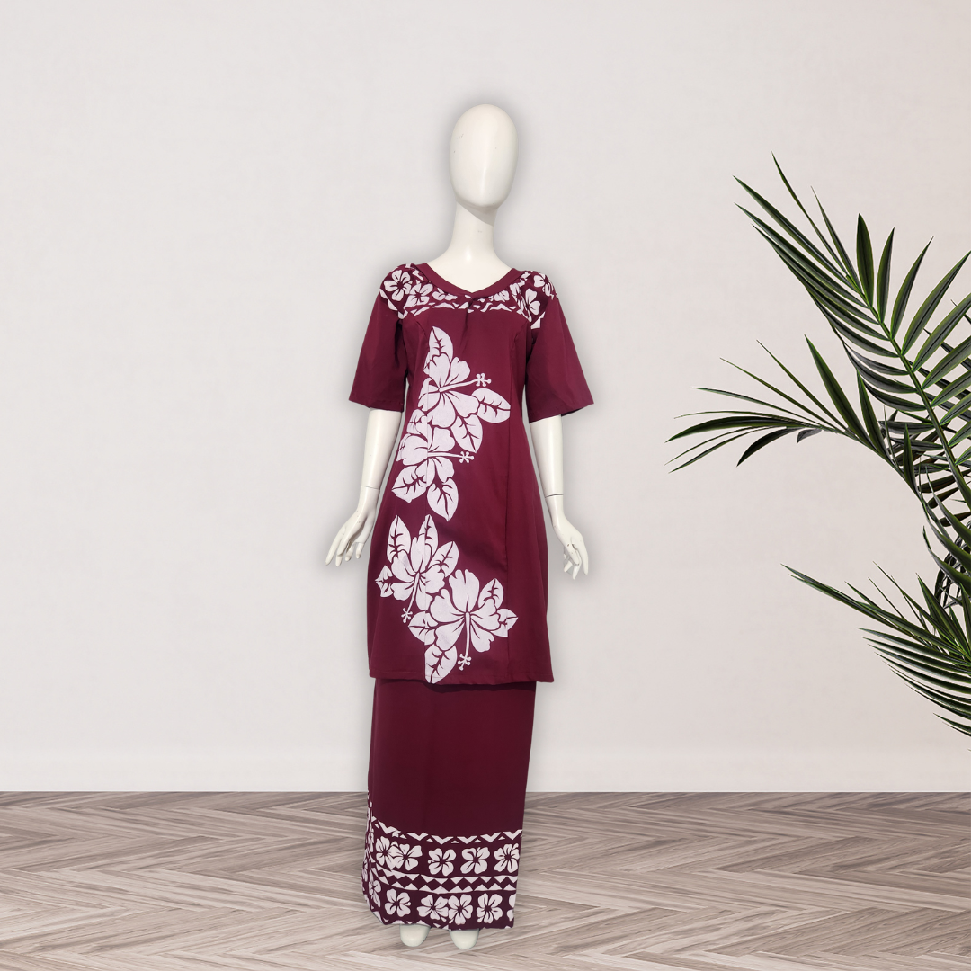 Crimson Hibiscus Puletasi - Size 18