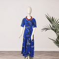 Royal Blue Tropical Leaf Puletasi — Size 18