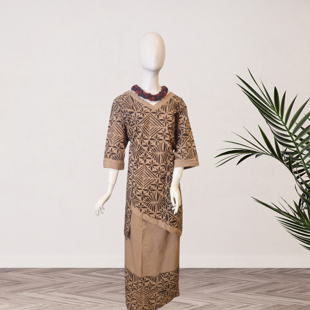 Sand and Brown Elei Puletasi -Size 22