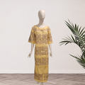 Soft Yellow Geometric Siapo Puletasi - Size 20