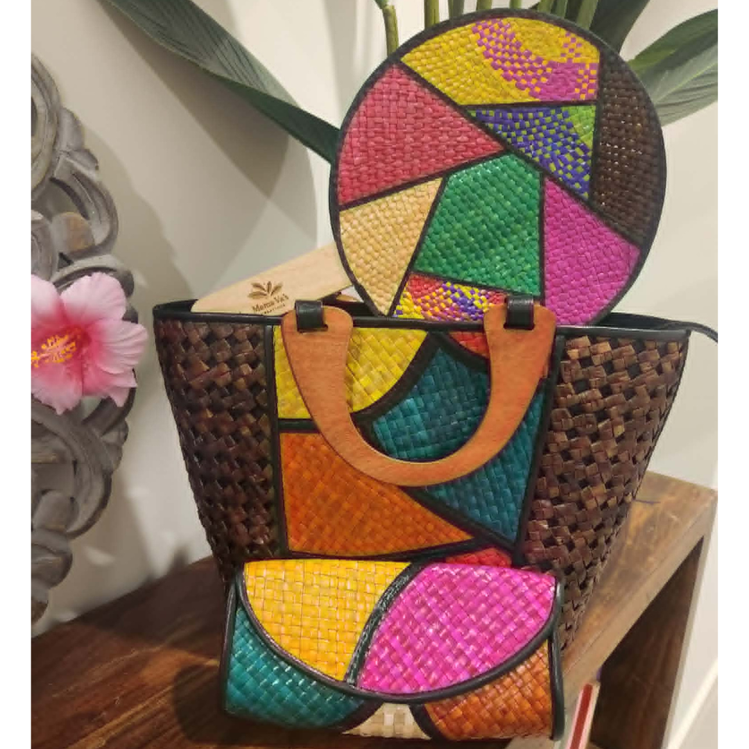 Stained Glass Island Bag, Fan & Clutch Set