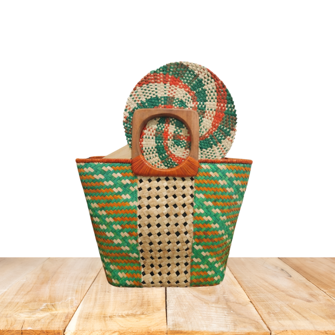Zigzag Diamond Island Tote & Fan Set