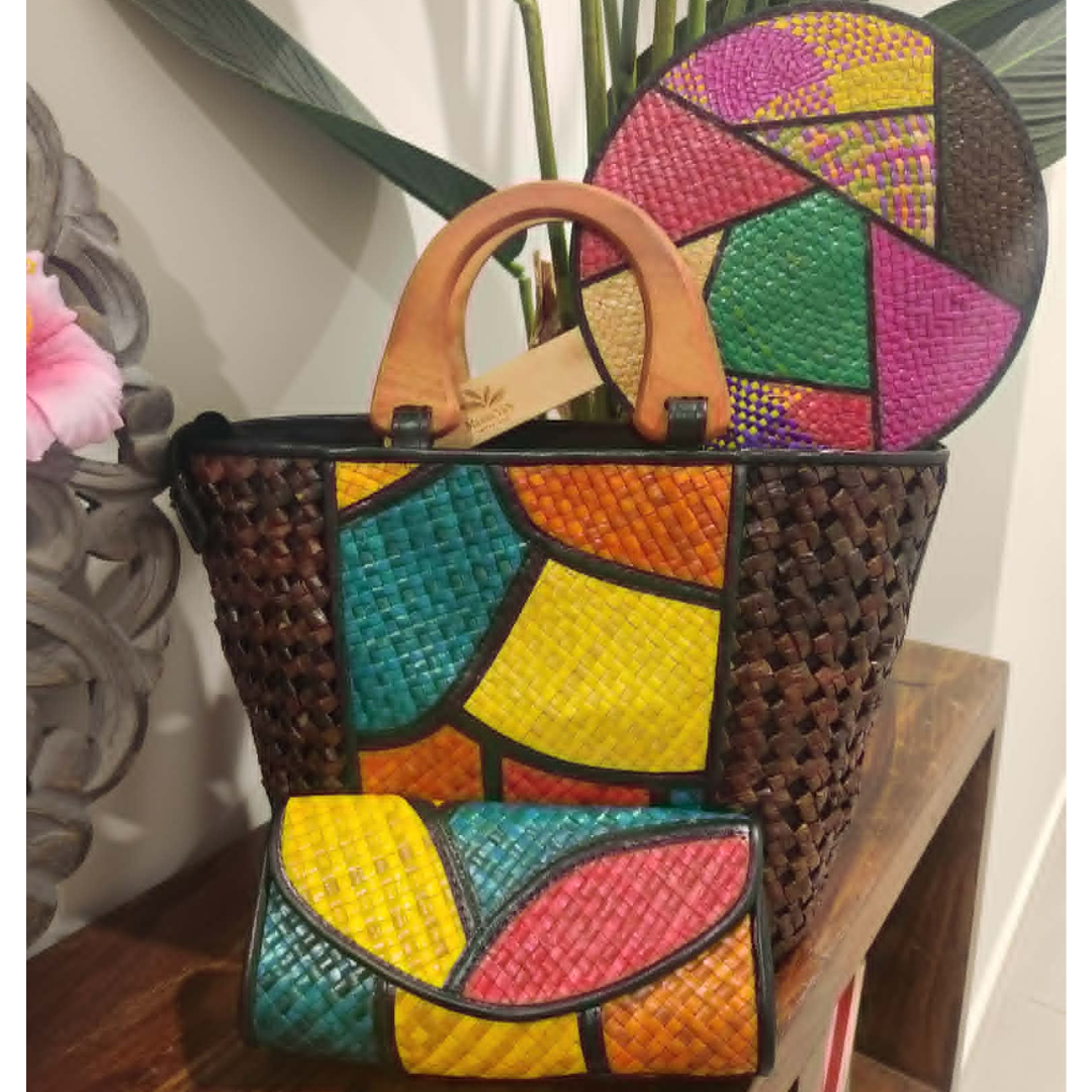 Stained Glass Island Bag, Fan & Clutch Set