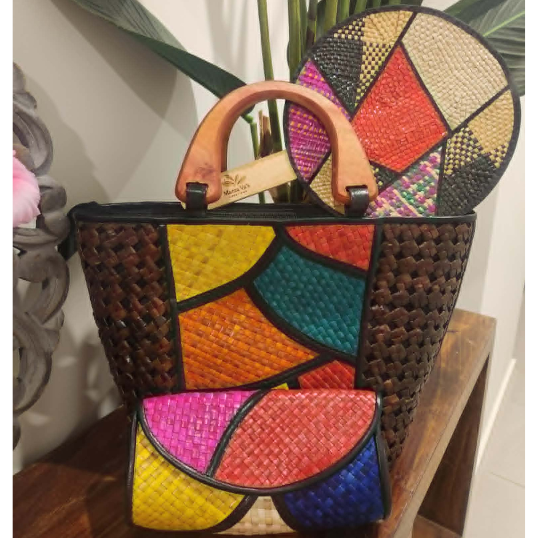 Stained Glass Island Bag, Fan & Clutch Set