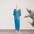 Teal & Gold Panel Puletasi - Size 20
